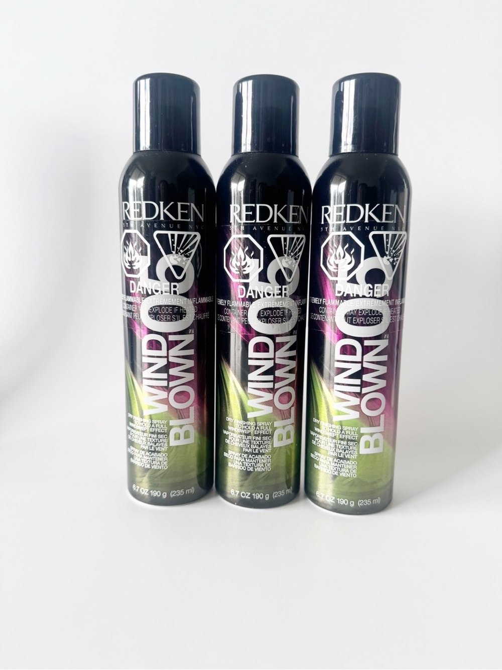 3 pack Redken Wind Blown Flexible Dry Finishing Spray - Black Bottle